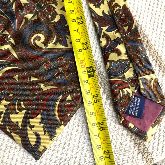 Vintage Jacques Fath Pure Silk Men Tie Made In France Floral Paisley Summer - Picture 5 of 5
